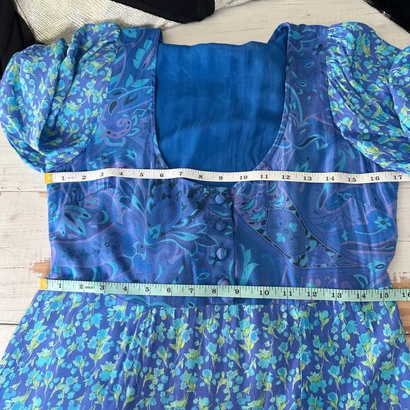 Rixo Virginia Floral Midi Dress Fontainhas Floral Cobalt Mix Size XS - Picture 11 of 14